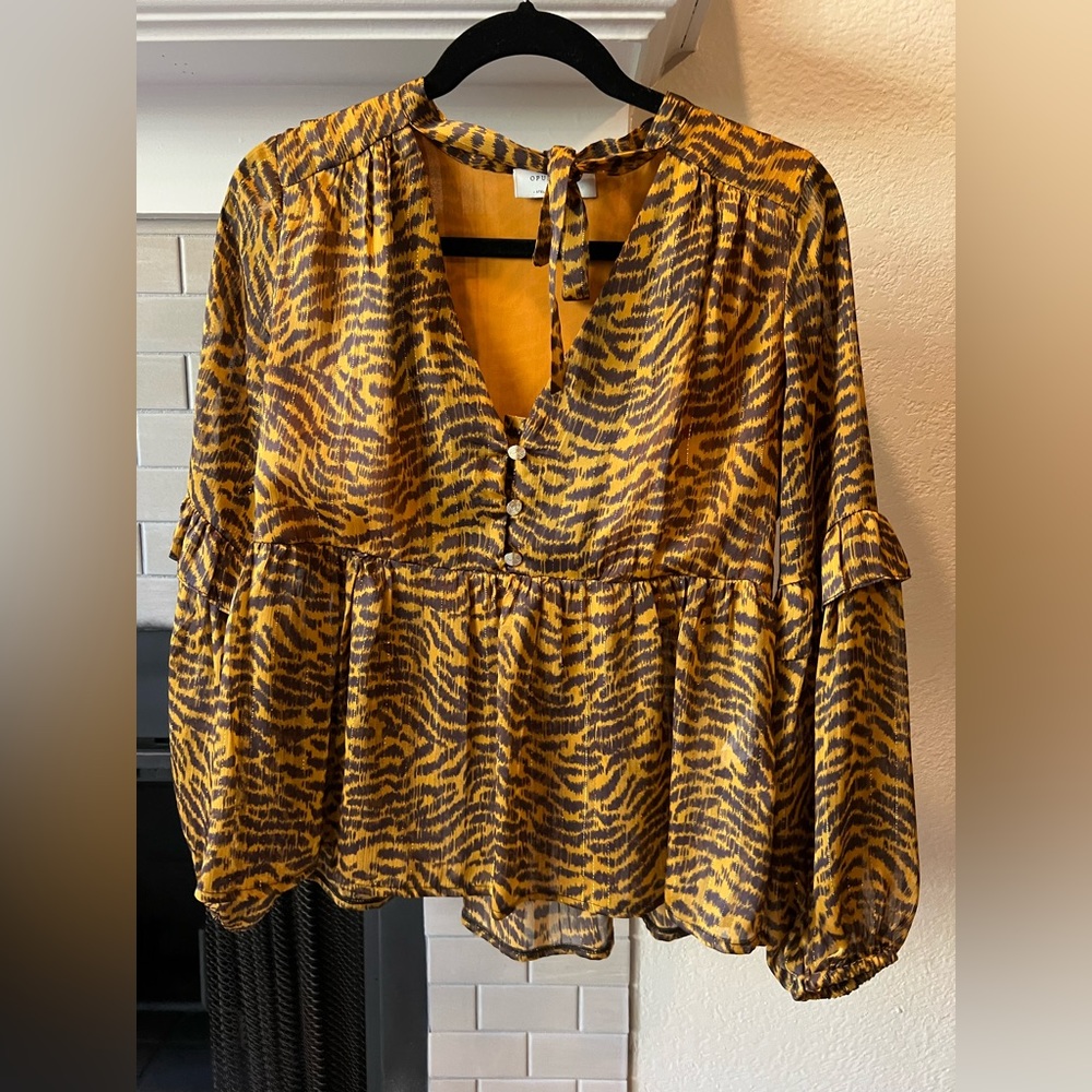 Opulence Paris Blouse. Beautiful blouse with gold and dark purple detail.